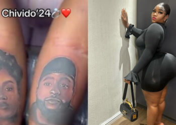 Lady tattoo Davido and Chioma as a love gesture in her arms