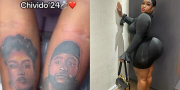Lady tattoo Davido and Chioma as a love gesture in her arms