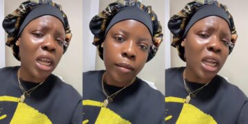lady cries out for help as ex refused to leave her boyfriend in a trending video