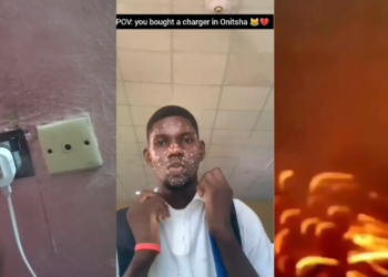 New Charger Bought from Onitsha Market Explodes, Nigerian Man Shares Shocking Video