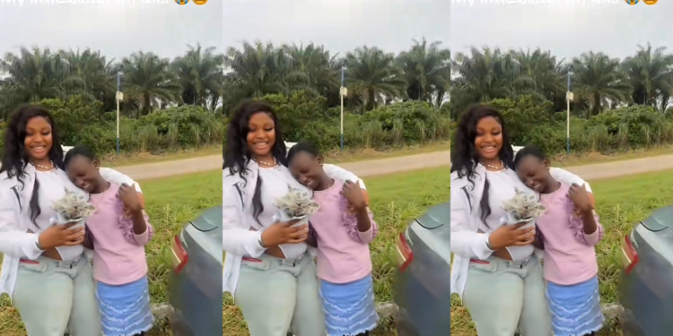 Lady feels Overwhelmed as Little Sister Gifts Her N50 Money Bouquet for Graduation