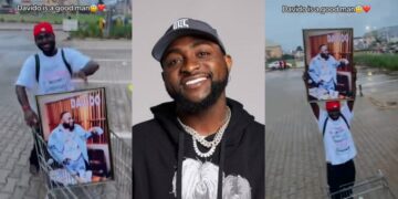“Wizkid Cannot Relate”- Reactions As Nigerian Man Hawks Davido Portrait, Calls Him A Good Man