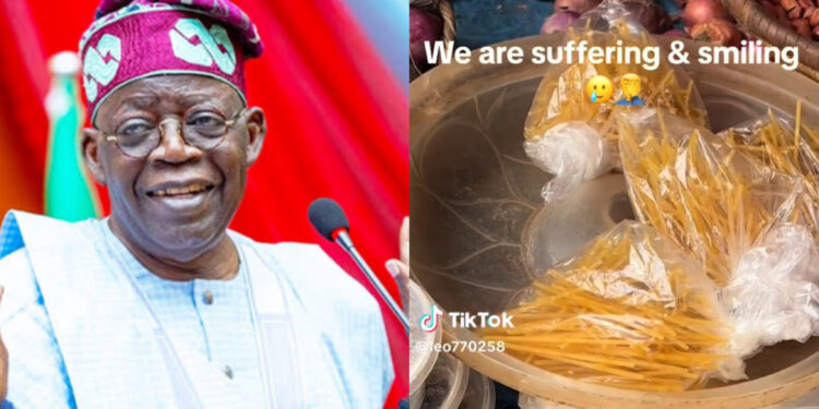 “Man Shocked by N100 Nylon-Wrapped Spaghetti in Nigerian Market: Viral Video Sparks Reactions”