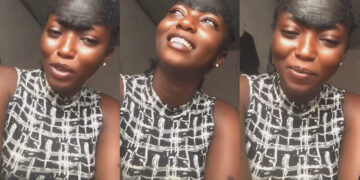 Lady with a unique birthmark on her forehead sing song of praise as she thank God for the birthmark gift