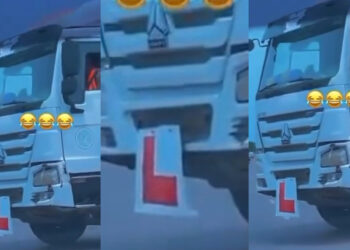 Trailer driver cause multiple reactions as he drive on the street 