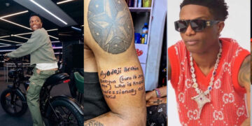 a dedicated fan has permanently tattooed Afrobeat star Wizkid  on his arms, to mark his birthday 