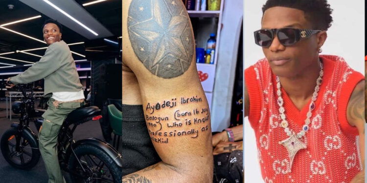 a dedicated fan has permanently tattooed Afrobeat star Wizkid  on his arms, to mark his birthday 