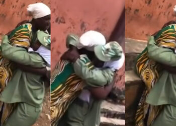 mother went so emotionally and shared tears of joy after her daughter who just graduated wore her NYSC khaki for the first time 