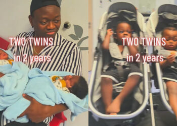 Man sparked mixed reactions on TikTok as the double twins daddy celebrated having two sets of twins in just two years.