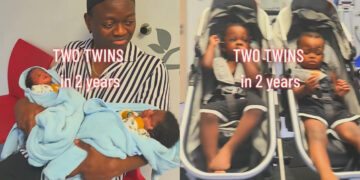 Man sparked mixed reactions on TikTok as the double twins daddy celebrated having two sets of twins in just two years.