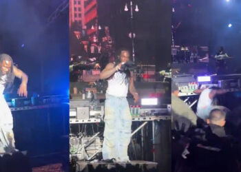 Moment Burna Boy’s Performance Took a Dramatic Turn with a Stage Fall (Video)