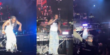 Moment Burna Boy’s Performance Took a Dramatic Turn with a Stage Fall (Video)