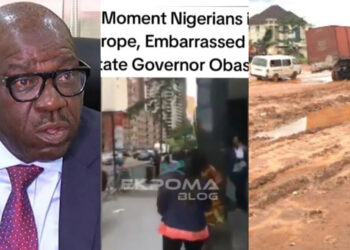 Nigerians Call Out Edo State Governor in Europe for Ignoring Poor Roads Back Home