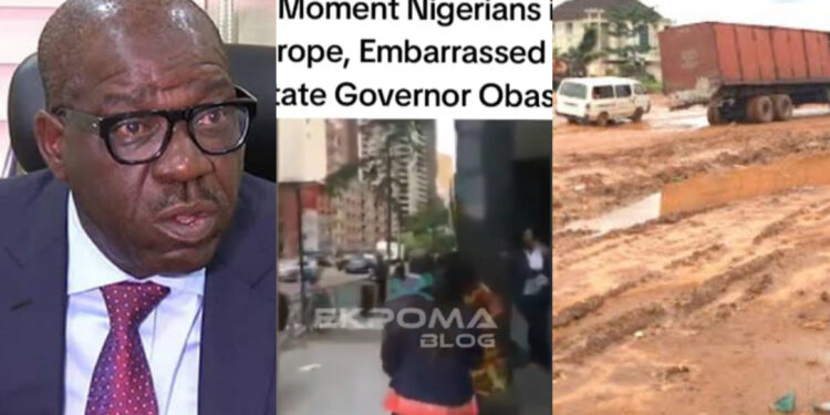 Nigerians Call Out Edo State Governor in Europe for Ignoring Poor Roads Back Home