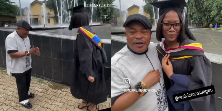 Veteran actor, Victor Osuagwu dance and celebrate as his first daughter bags a degree