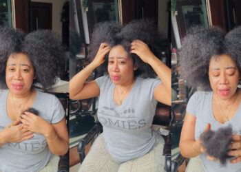 Moyo Lawal Cries River For Loosing a Little Piece of Her Hair 
