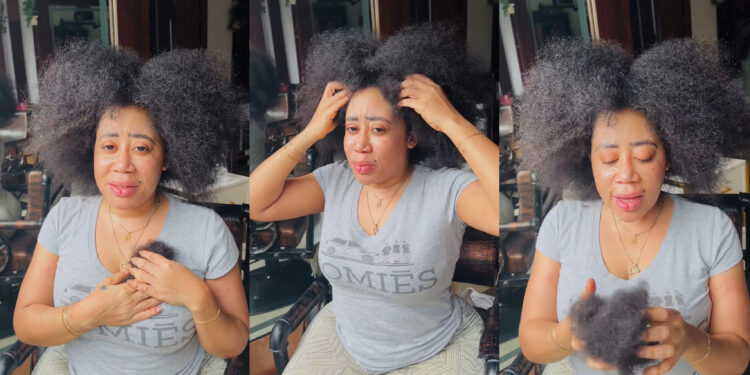 Moyo Lawal Cries River For Loosing a Little Piece of Her Hair