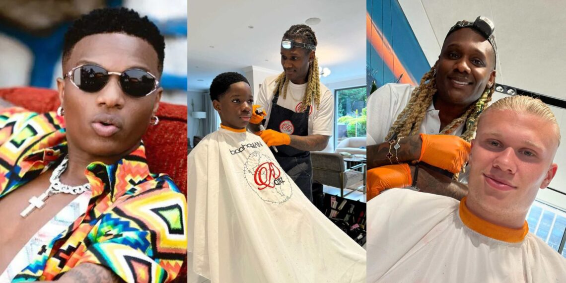 Wizkid’s Son, Boluwatife Spotted Getting His Hair Done From A UK Barber Who Charges N5M Per Hair 