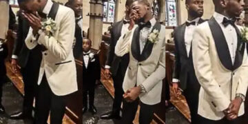“He Go Still Cheat”- Reactions As Groom Breaks Down In Tears As He Sees Bride Walking Into Wedding Hall