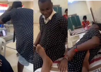 Moment Husband Creates Hilarious Scene In Labour Room As He Follows Wife In (Video)