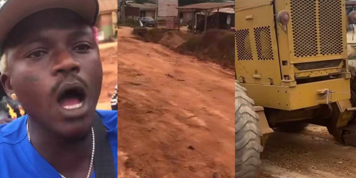 “Who sent you?”- Nigerians w@rn Portable as he repairs the road in Sango (Video)