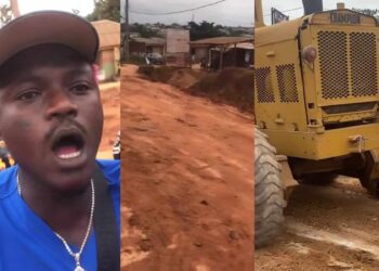 “Who sent you?”- Nigerians w@rn Portable as he repairs the road in Sango (Video)
