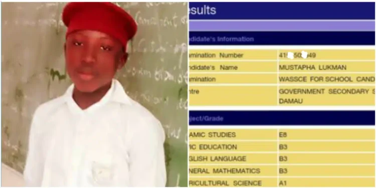 WAEC result of boy who scored 136 in JAMB got people talking on the internet