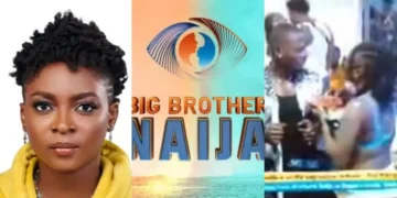 BBNaija: Hilarious moment DJ Flo attempts to feed married housemate, Kellyrae chicken, but he rejects it