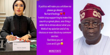 Feel Free to Unfollow, My Focus on National Improvement Won’t Change – Tonto Dikeh Defends Tinubu Govt