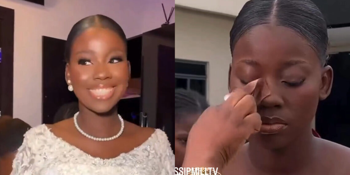 Moment Bride cleans  off her makeup after Pastor said “no makeup and jewelry” inside the church