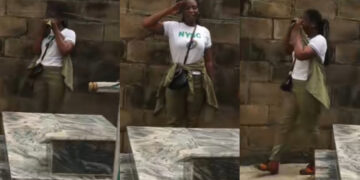 Heartfelt Tribute: Lady Pays Respects to Late Father After Completing NYSC