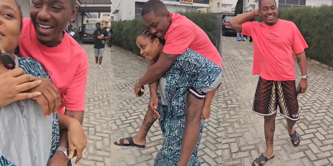 Nigerians react as video of Actress bimbo Ademoye and timini seen playing love play amidst  wedding rumors 