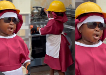 video of Nollywood actress Obio OluEbube frying fish with helmet an helmet on has cause buzz online 