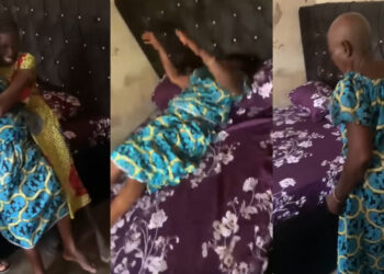 Heartwarming moment a grandmother sing song of praise after his son bought him new bed with frame 