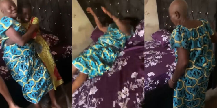 Heartwarming moment a grandmother sing song of praise after his son bought him new bed with frame