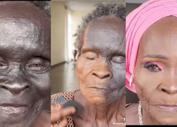 Viral Video Transforms Elderly Nigerian Woman with Damaged Skin into a Beauty with Makeup Magic