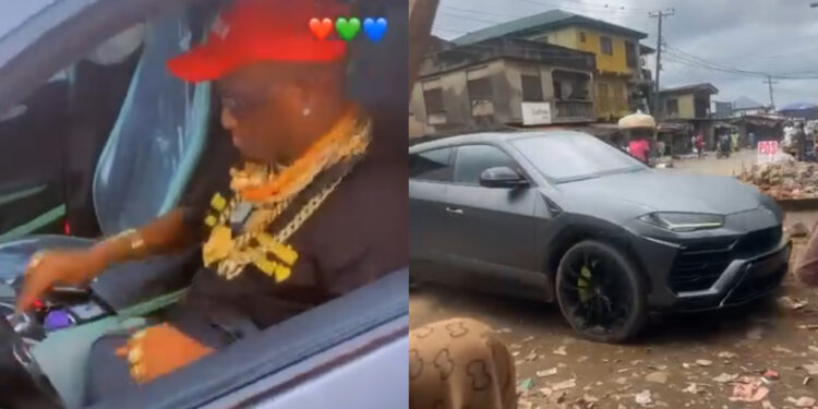 “Nigerian Big Boy Stuns Locals as He Drives His New Lamborghini Urus Back to His Roots in the Trenches”