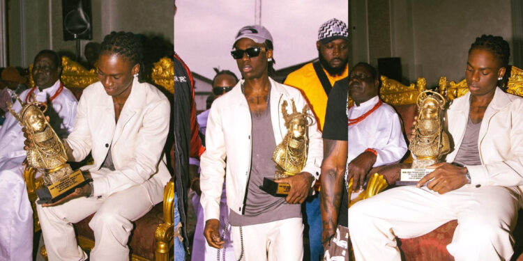 Historic Honor: Rema Receives Bronze Artefact from Oba of Benin, Celebrates His Edo Heritage