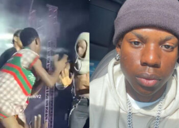 Moment Rema unleash his kungfu skills to a fan on his homecoming concert 