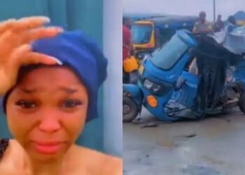 God is always faithful- Nigerians react as Lady burst into tears of joy as she escape accident