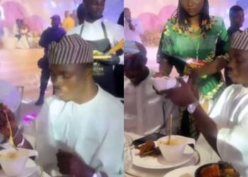 Hilarious moment MC calls out guest for eating too much at a wedding reception
