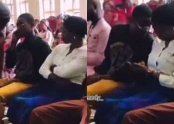 Hilarious moment mother publicly warns her grown-up son while trying to get a lady’s number during church service 