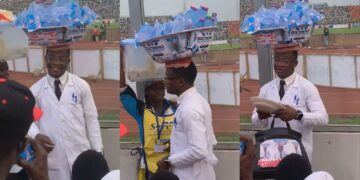 A viral video of a medical student spotted in his lab coat selling bottled and sachet water to further his education.