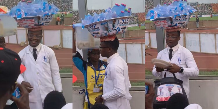A viral video of a medical student spotted in his lab coat selling bottled and sachet water to further his education.
