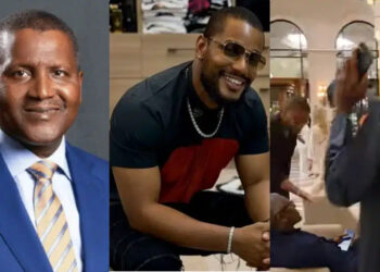 Alexx Ekubo was snumb while attempting to shake hands with billionaire Aliko Dangote