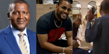 Alexx Ekubo was snumb while attempting to shake hands with billionaire Aliko Dangote