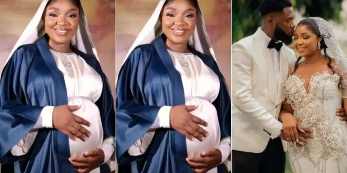  Nollywood actress, Ekene Umenwa, and her husband  joins head together to celebrate the arrival of their first child.