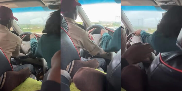 Shocking Video of FRSC Officer and Woman Struggling for Control of a Moving Car Sparks Outrage