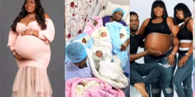 “What God can not do doesn’t exist” Nigerian lady expresses joy as her mother welcomes six babies at once