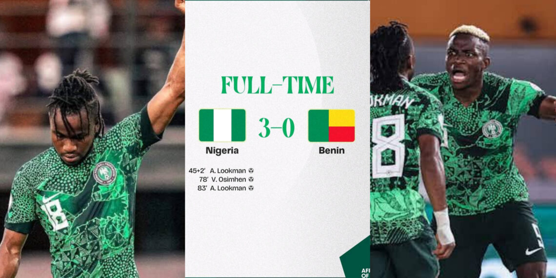 “Super Eagles Soar to Victory: Nigeria Crushes Benin Republic 3-0 in Unstoppable Performance”